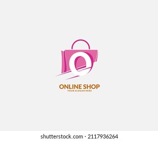 vector shopping bag with Letter o, Fast Shopping icon , Creative Fast Shop, Shopping logo templates.