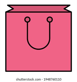 Vector Shopping Bag Outline Icon Design
