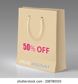 BOLSA DE COMPRAS DE VECTOR CON PROMOCIÓN