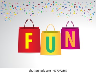 vector shopping bag set. FUN