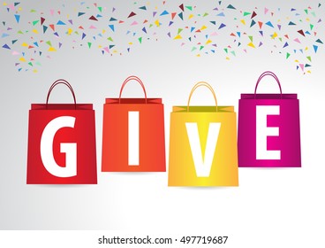 vector shopping bag set. give