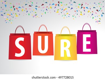 vector shopping bag set. sure