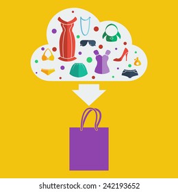 Vector shopping bag woman