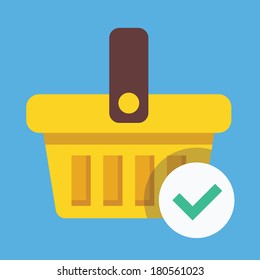 Vector Shopping Basket and Check Mark Icon