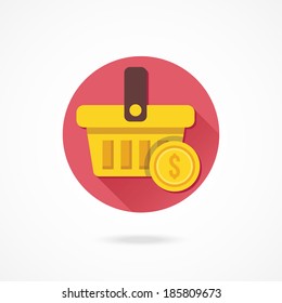 Vector Shopping Basket and Gold Coin Icon