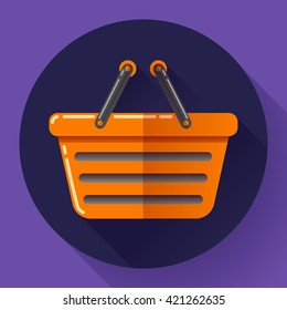 Vector shopping basket icon. Flat design style