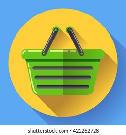 Vector shopping basket icon. Flat design style