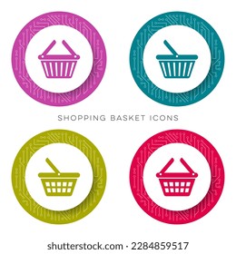 Vector shopping basket icons modern web buttons