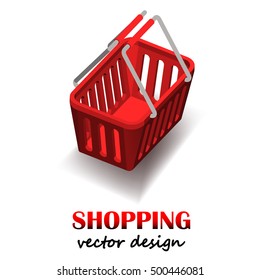 Vector shopping basket. Vector illustration.