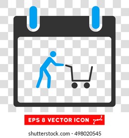 Vector Shopping Cart Calendar Day EPS vector pictograph. Illustration style is flat iconic bicolor blue and gray symbol on a transparent background.