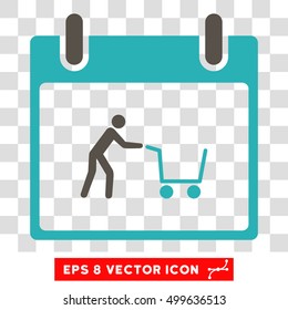 Vector Shopping Cart Calendar Day EPS vector pictograph. Illustration style is flat iconic bicolor grey and cyan symbol on a transparent background.