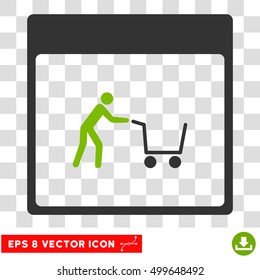 Vector Shopping Cart Calendar Page EPS vector icon. Illustration style is flat iconic bicolor eco green and gray symbol on a transparent background.