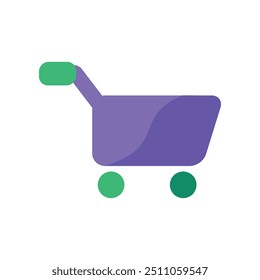 Vector shopping cart in a colorful flat style. Online shopping, purchase, or delivery symbol. The icon is suitable for web design, online shop, print, and social media posts