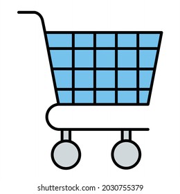 Vector Shopping Cart Filled Outline Icon Design
