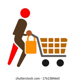 Icono plano del carrito de la compra de vectores. Añadir al carrito. Comprar. Compra. Ecommerce. Compras. Icono vacío de la tienda de carritos, añadir, comprar diseño de botón vector, ilustración de clipart.
