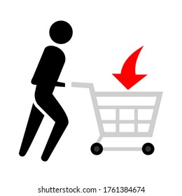 Icono plano del carrito de la compra de vectores. Añadir al carrito. Comprar. Compra. Ecommerce. Compras. Icono vacío de la tienda de carritos, añadir, comprar diseño de botón vector, ilustración de clipart.