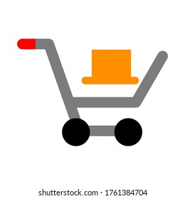 Icono plano del carrito de la compra de vectores. Añadir al carrito. Comprar. Compra. Ecommerce. Compras. Icono vacío de la tienda de carritos, añadir, comprar diseño de botón vector, ilustración de clipart.