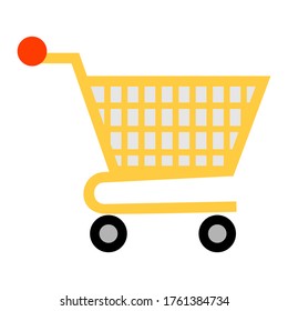 Icono plano del carrito de la compra de vectores. Añadir al carrito. Comprar. Compra. Ecommerce. Compras. Icono vacío de la tienda de carritos, añadir, comprar diseño de botón vector, ilustración de clipart.