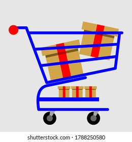 Icono plano del carrito de la compra de vectores. Añadir al carrito. Comprar. Compra. Ecommerce. Compras. Icono vacío de la tienda de carritos, añadir, comprar diseño de botón vector, ilustración de clipart.