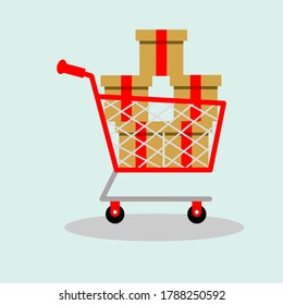 Vector shopping cart flat icon. Add to cart. Buy. Purchase. Ecommerce. Shopping. Cart shop empty icon, add, buy vector button design, clipart illustration.