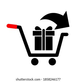 Vector shopping cart flat icon. Add to cart. Buy. Purchase. Ecommerce. Shopping. Cart shop empty icon, add, buy vector button design, clipart illustration.