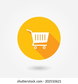 Vector Shopping Cart Flat Icon. Add To Cart. Buy. Purchase. Ecommerce. Shopping. Cart Shop Empty Icon, Add, Buy Vector Button Design, Clipart Illustration