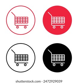 Vector Shopping Cart Icon In Circle Set