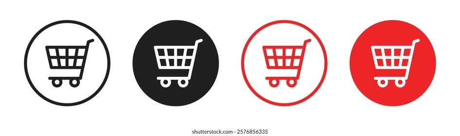 Vector Shopping Cart Icon In Circles. Shopping Cart Icon Symbols