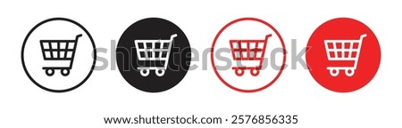 Vector Shopping Cart Icon In Circles. Shopping Cart Icon Symbols