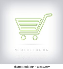 Vector shopping cart icon with double contour. Clean and minimal