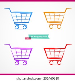 Vector shopping cart icon. Flat design for your business.