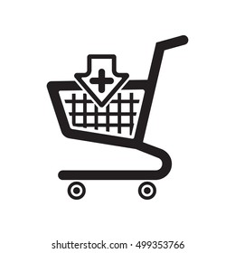Vector shopping cart icon on the white background