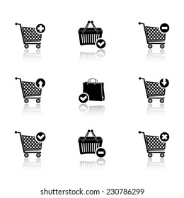 Vector shopping cart icon set