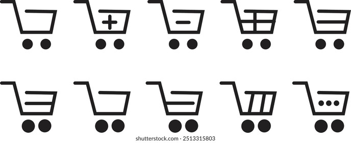 conjunto de ícones do carrinho de compras de vetor