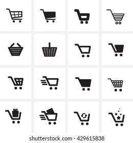 Vector Shopping Cart Icon Set Collection Isolated Sign Symbol Illustration Minimal Web