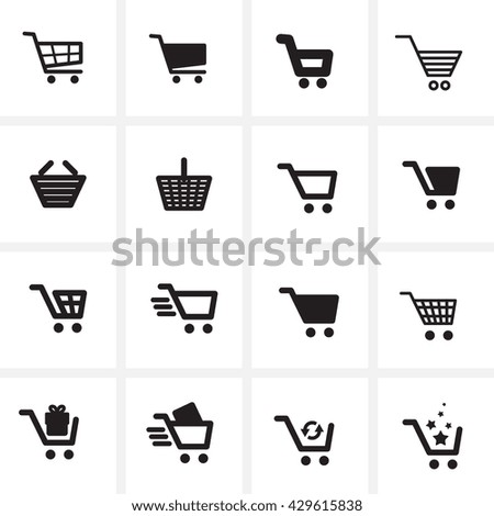 vector shopping cart icon set collection isolated sign symbol illustration minimal web