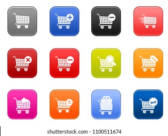 vector shopping cart icons set - sale buy shop symbol - web market store sign