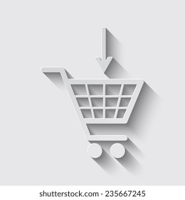  Vector shopping cart icons with shadow on a grey background
