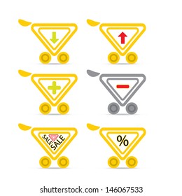 Vector shopping cart icons for website design. shopping symbol