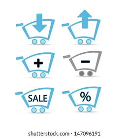 Vector shopping cart icons for website design. shopping symbol