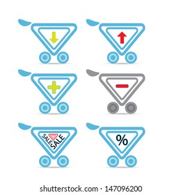 Vector shopping cart icons for website design. shopping symbol