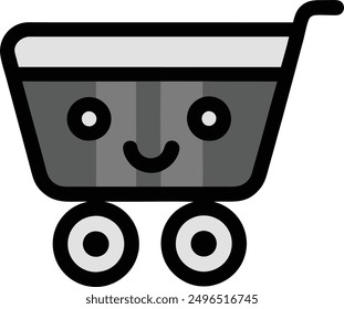 Vector shopping cart illustration: cartoon, clipart, and line art design for printables