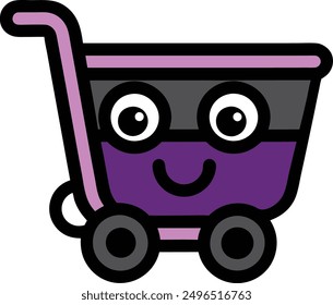 Vector shopping cart illustration: cartoon, clipart, and line art design for printables