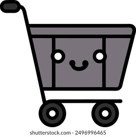 Vector shopping cart illustration: cartoon, clipart, and line art design for printables