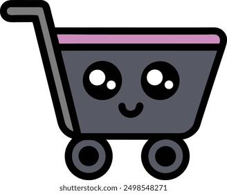 Vector shopping cart illustration: cartoon, clipart, and line art design for printables