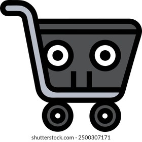 Vector shopping cart illustration: cartoon, clipart, and line art design for printables