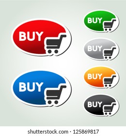 Vector shopping cart item, trolley, oval button