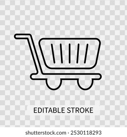 Icono de línea de Carrito de compras de Vector editable stroke aislado sobre fondo blanco