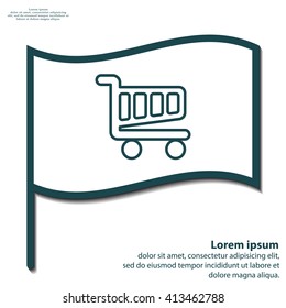Vector shopping cart line icon