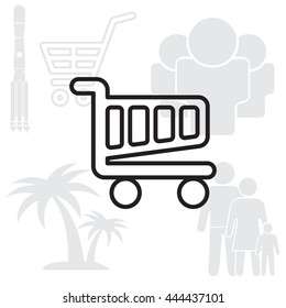 Vector shopping cart line icon